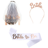 Wedding Party Set Rose Gold Bride to Be Bridal Shower Bridal Straps wedding veil headband hen night bachelorette party supplies