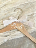Wooden Bride  Hanger Faux Pearl Elegant Wedding Decor Ideal Gift Clothes Hanger With Ribbon For Wedding Dresses Suits Wedding