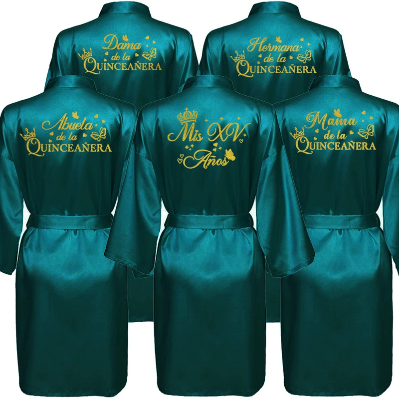 Mis Quince Años Bathrobe Mama de la Quinceañera Robe Woman Homewear Party Gift