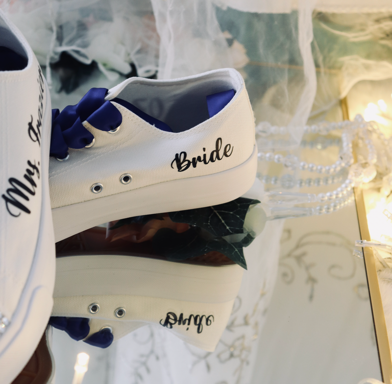 Bridal Royal Blue Personalized Sneakers customized for a wedding dance