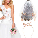Wedding Party Set Rose Gold Bride to Be Bridal Shower Bridal Straps wedding veil headband hen night bachelorette party supplies