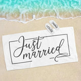 Just Married Mr Mrs bride groom Wife Husband Beach Towel Newlywed couple Honeymoon Vacation Wedding Gift present Photo props