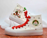 Merry Christmas gnome high top sneakers with wreath design - side view