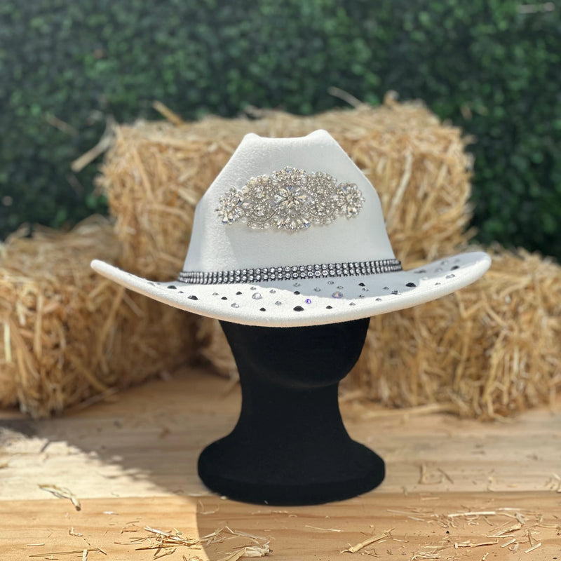Cowgirl Hat Women wedding Artificial Wool Western Bride Cowgirl Personalized Jewelry Sombrero | Bling  Country Bride Outdoor Wedding